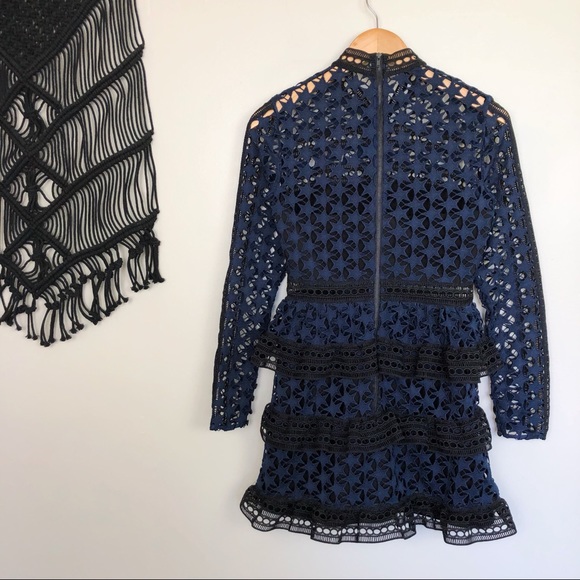 Self Portrait Star Lace Tiered High Neck Dress - Picture 5 of 8